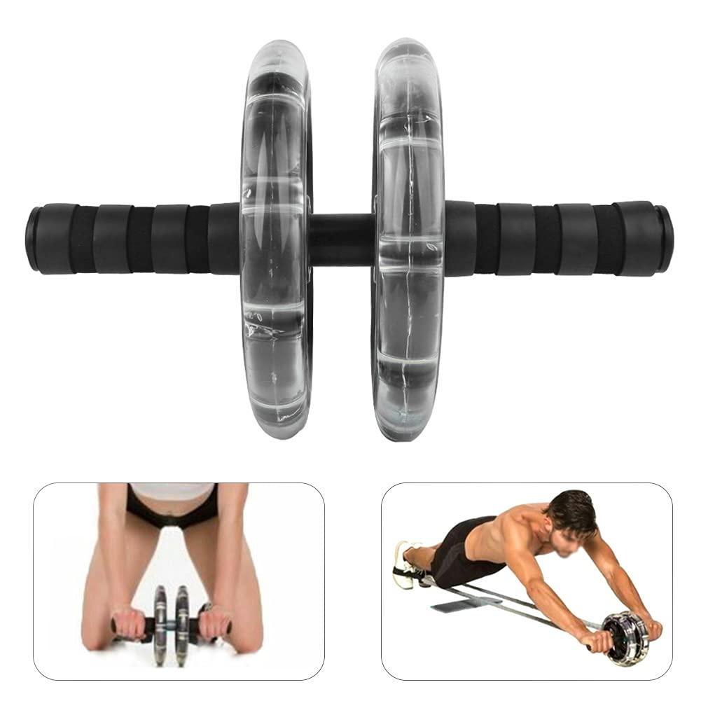 Dual-Wheel Ab Roller with Pull Strap and Knee Pad