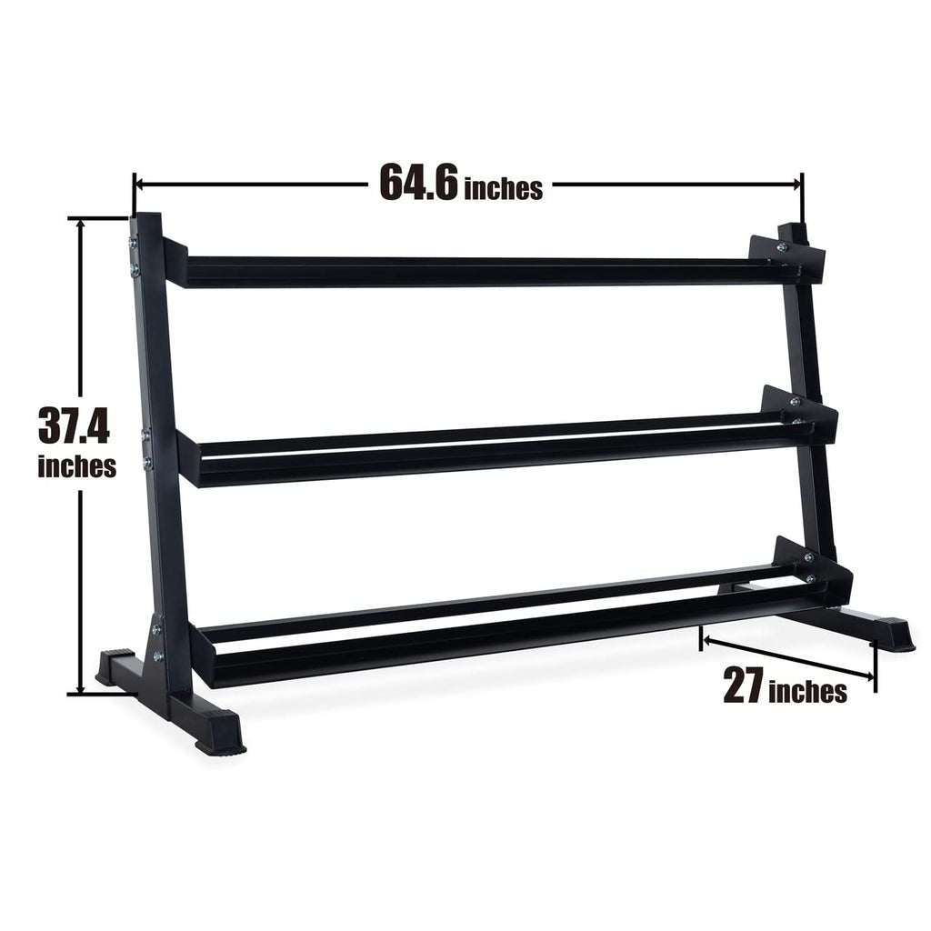 WF Athletic Supply Rubber Hex Dumbbell Set with Rack