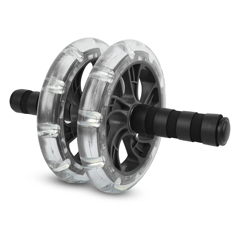 Dual-Wheel Ab Roller with Pull Strap and Knee Pad