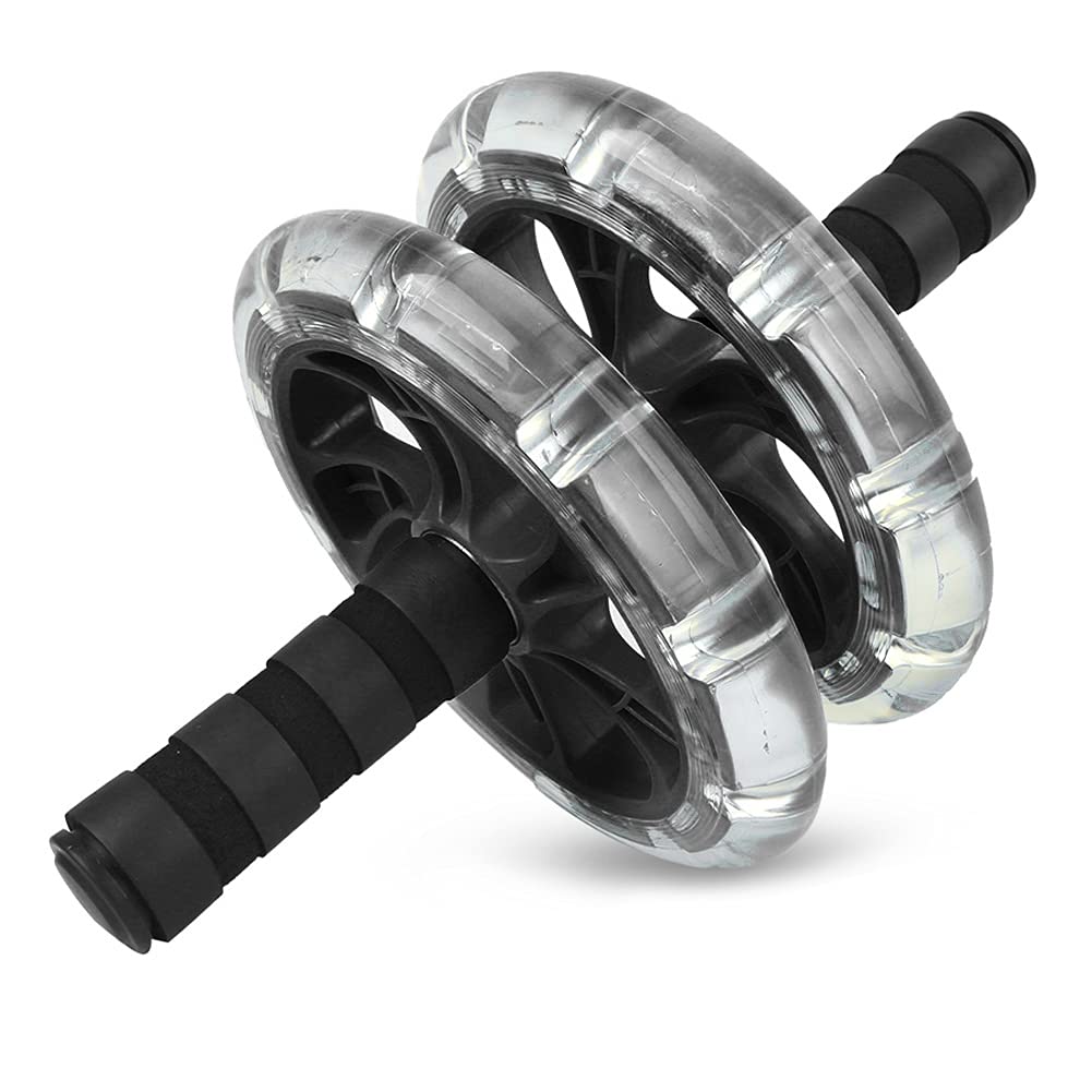 Dual-Wheel Ab Roller with Pull Strap and Knee Pad
