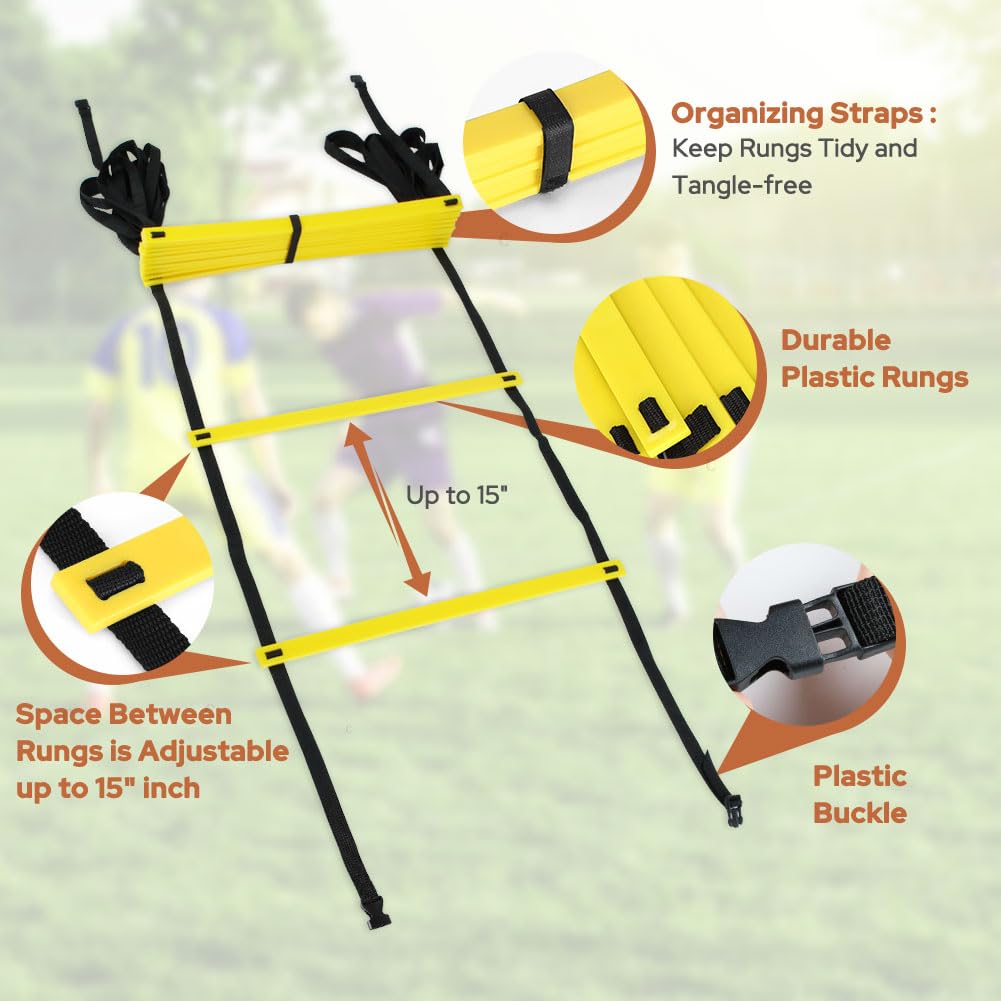 GHB Pro 20-Foot 12-Rung Agility Ladder with Carry Bag