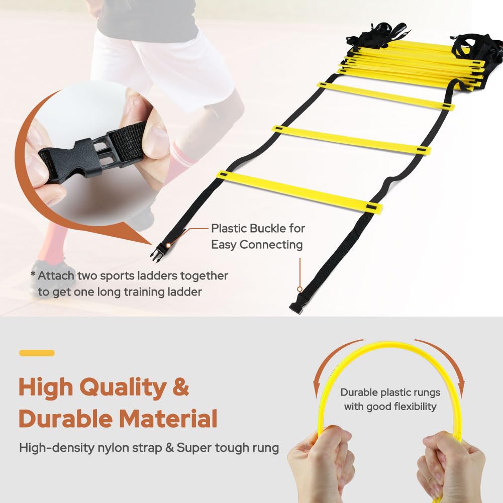 GHB Pro 20-Foot 12-Rung Agility Ladder with Carry Bag