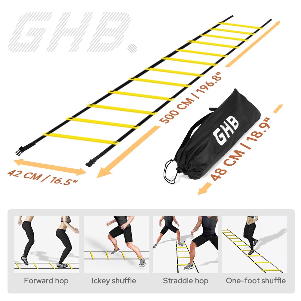 GHB Pro 20-Foot 12-Rung Agility Ladder with Carry Bag