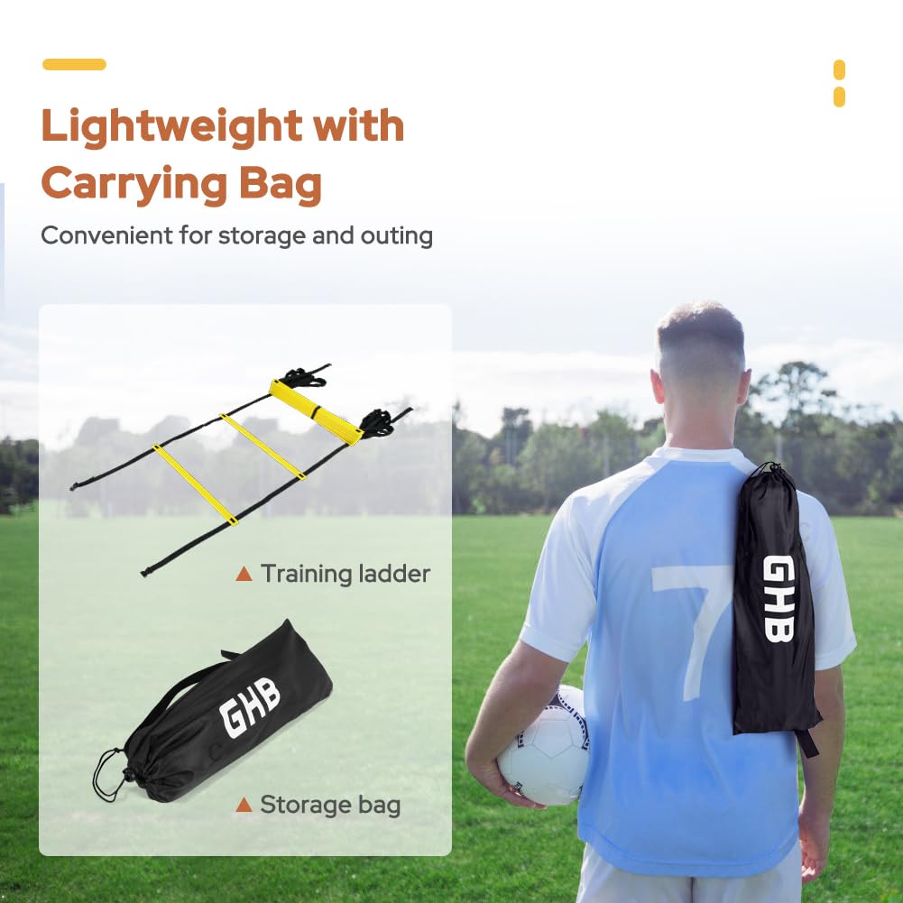 GHB Pro 20-Foot 12-Rung Agility Ladder with Carry Bag