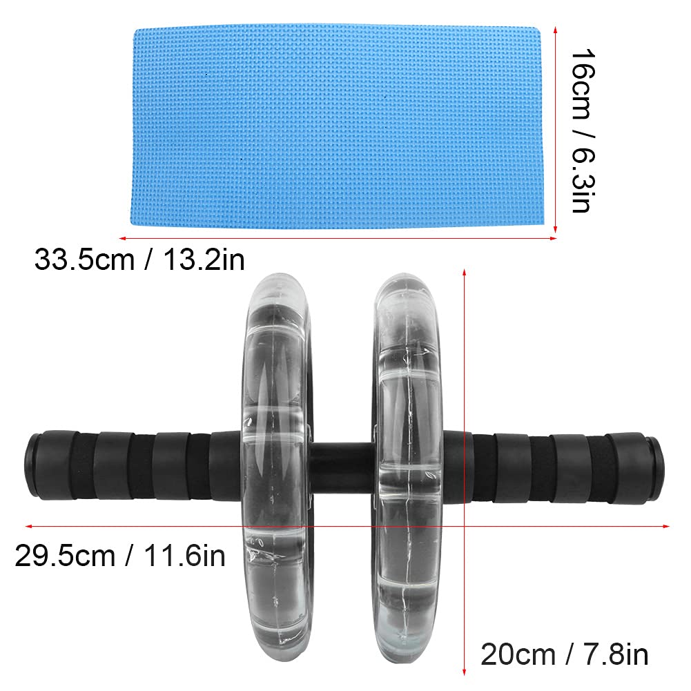 Dual-Wheel Ab Roller with Pull Strap and Knee Pad