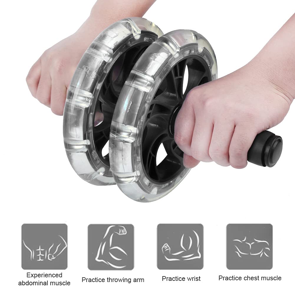 Dual-Wheel Ab Roller with Pull Strap and Knee Pad
