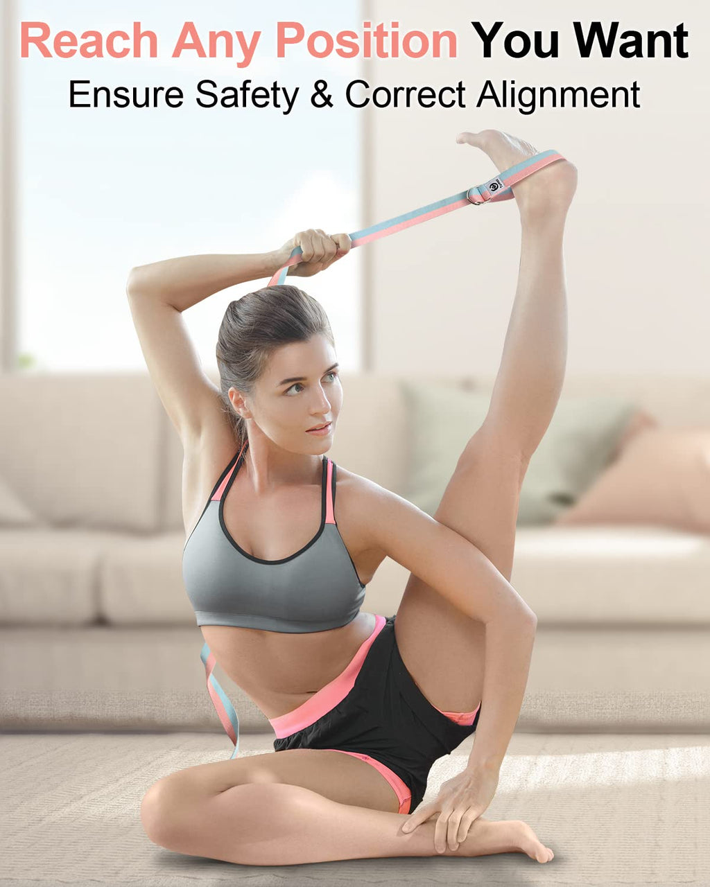 Tumaz Adjustable D-Ring Yoga Strap for Stretching