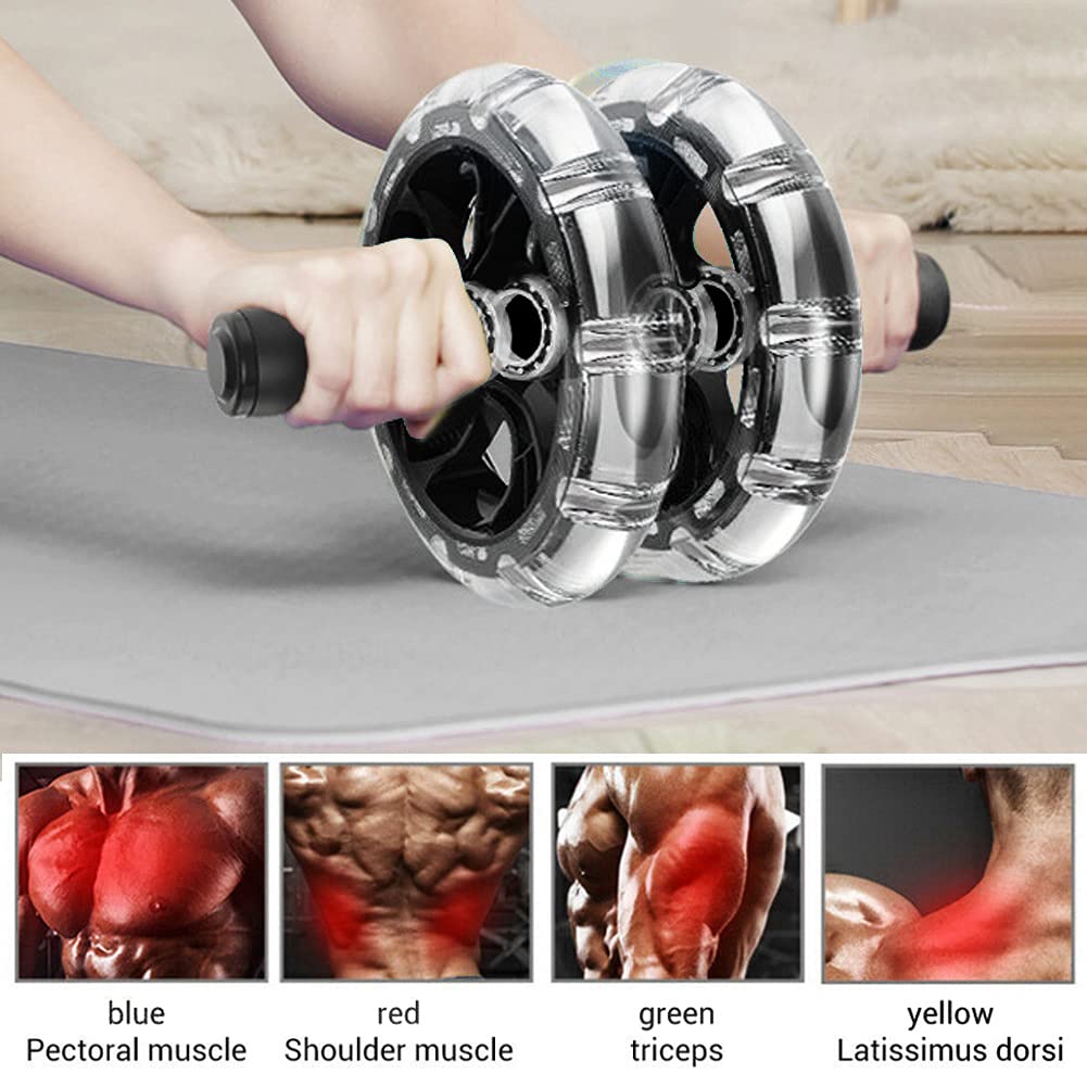 Dual-Wheel Ab Roller with Pull Strap and Knee Pad