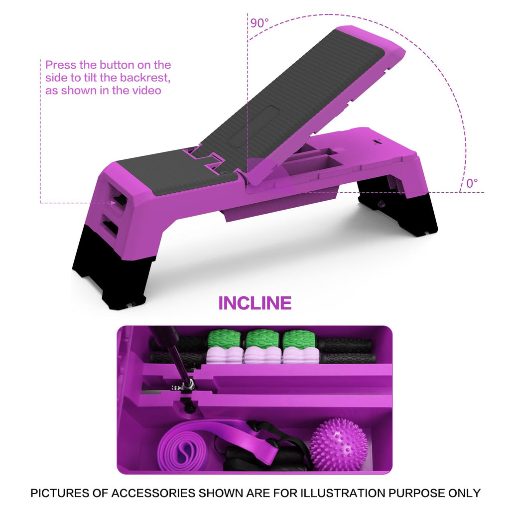Modern-Depo Adjustable Aerobic Step Deck with Resistance Bands