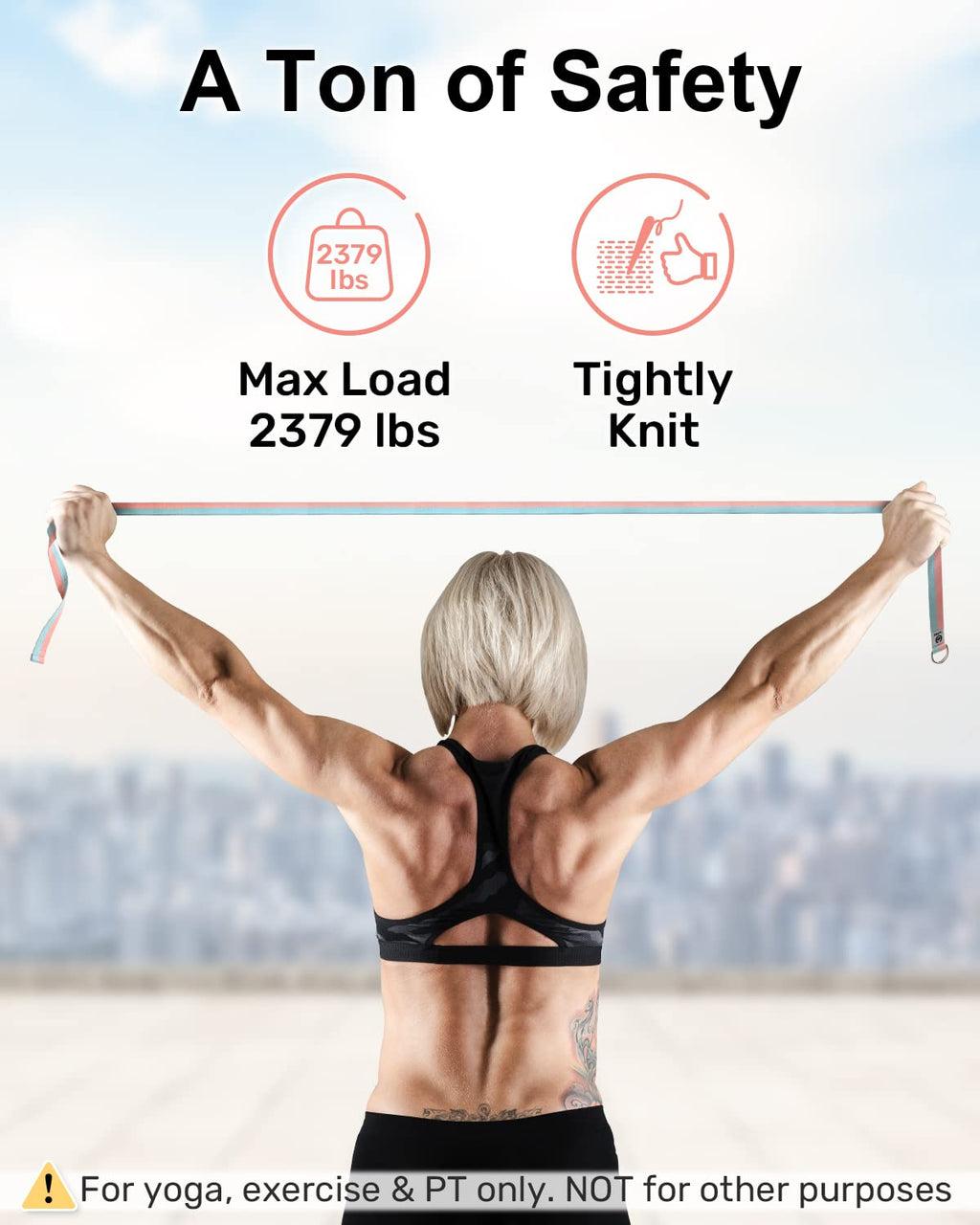 Tumaz Adjustable D-Ring Yoga Strap for Stretching