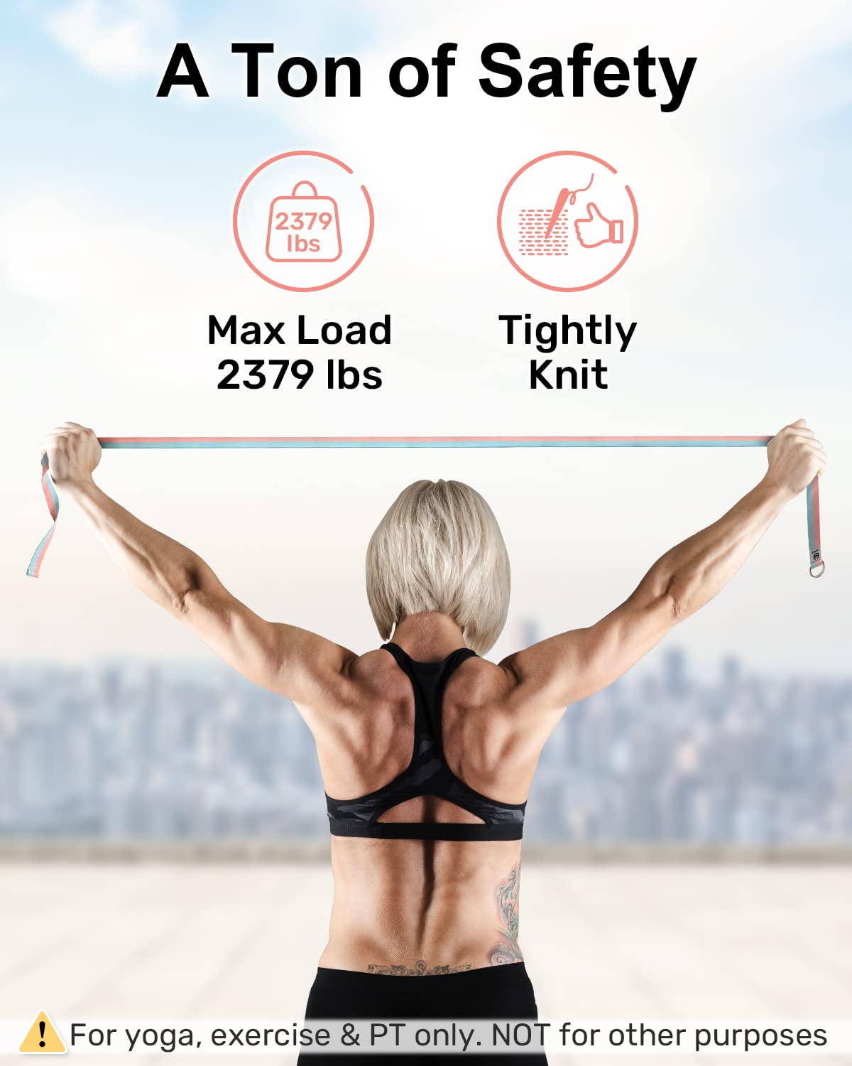 Tumaz Adjustable D-Ring Yoga Strap for Stretching