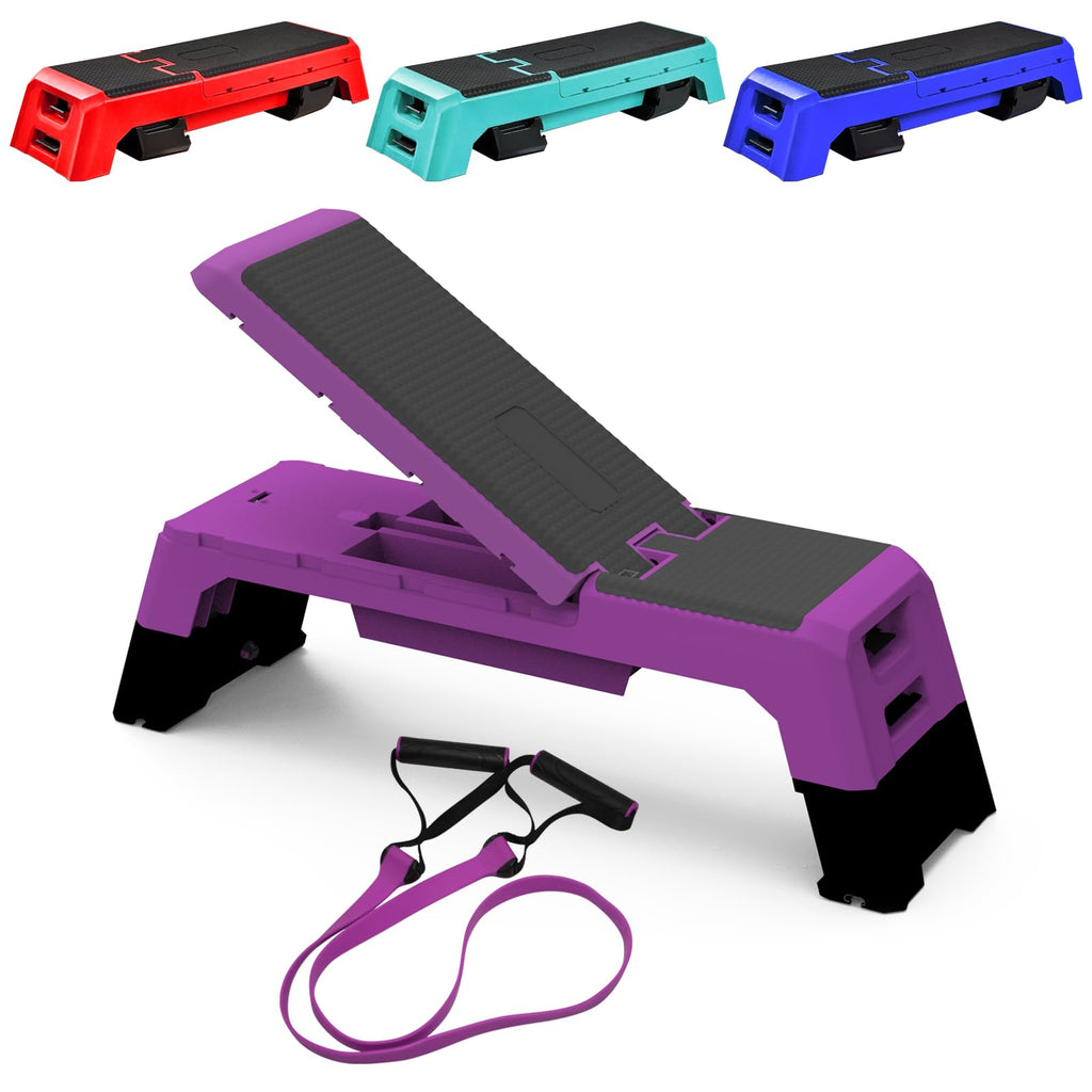 Modern-Depo Adjustable Aerobic Step Deck with Resistance Bands
