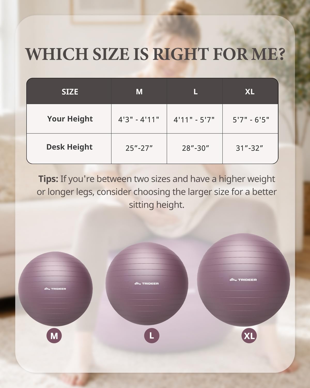 Trideer Stability Exercise Ball for Core and Balance Training