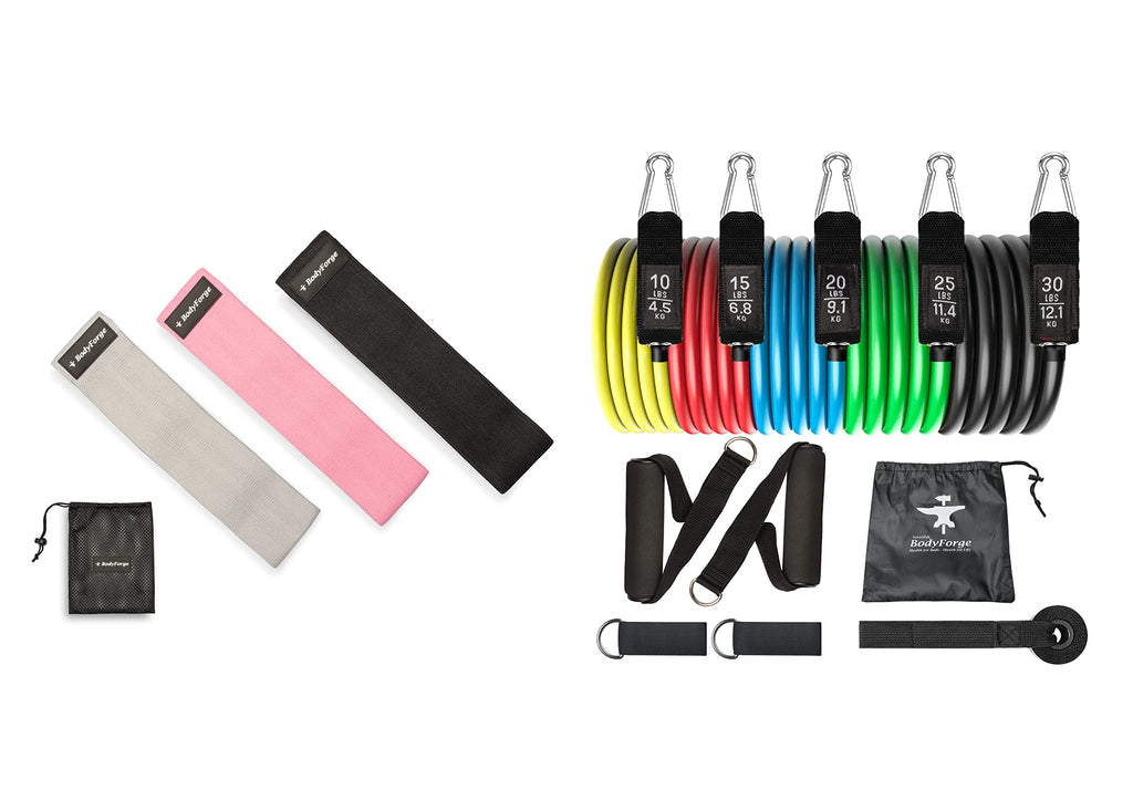 BodyForge Fabric Hip and Tube Resistance Band Bundle