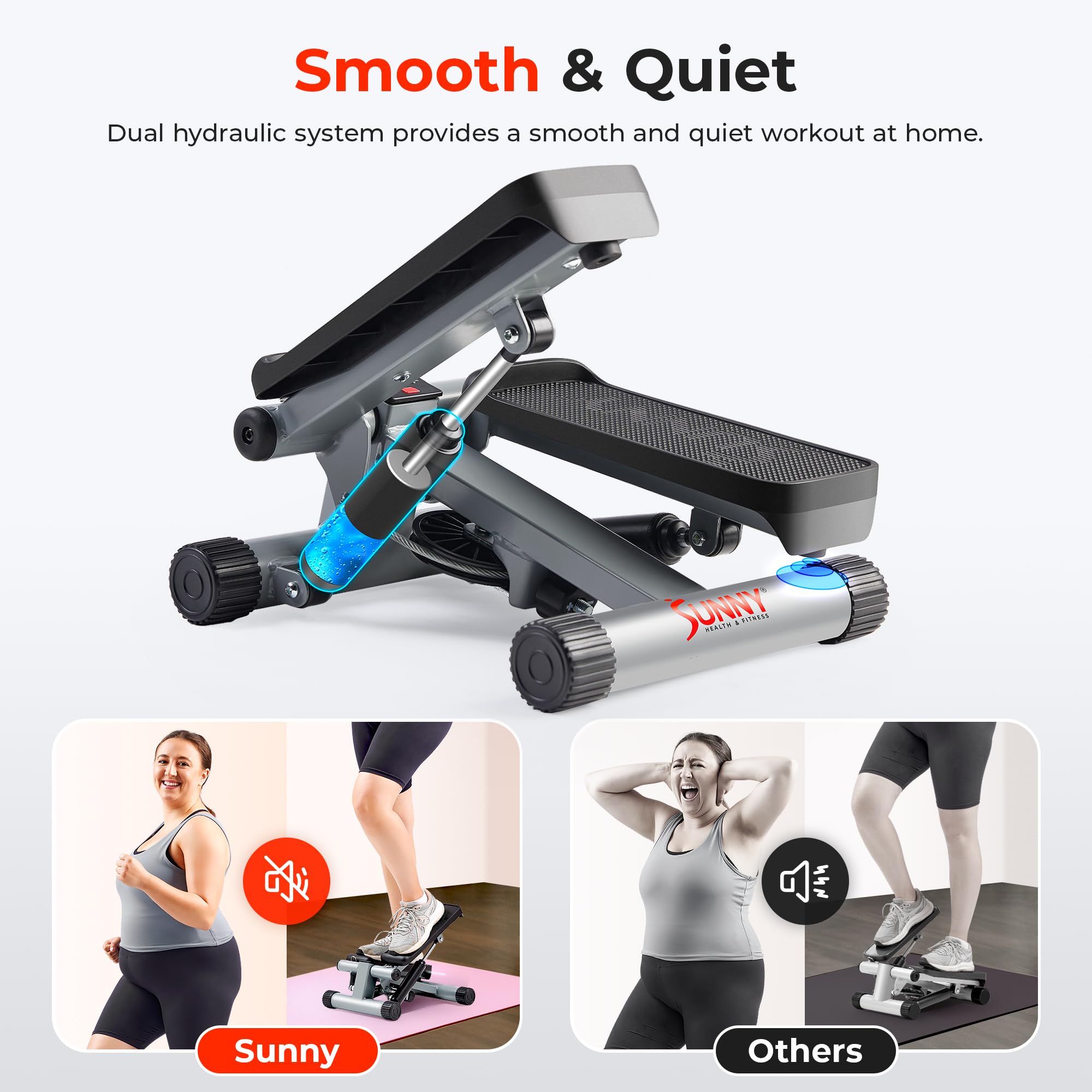 Sunny Health & Fitness Mini Stepper with Resistance Bands