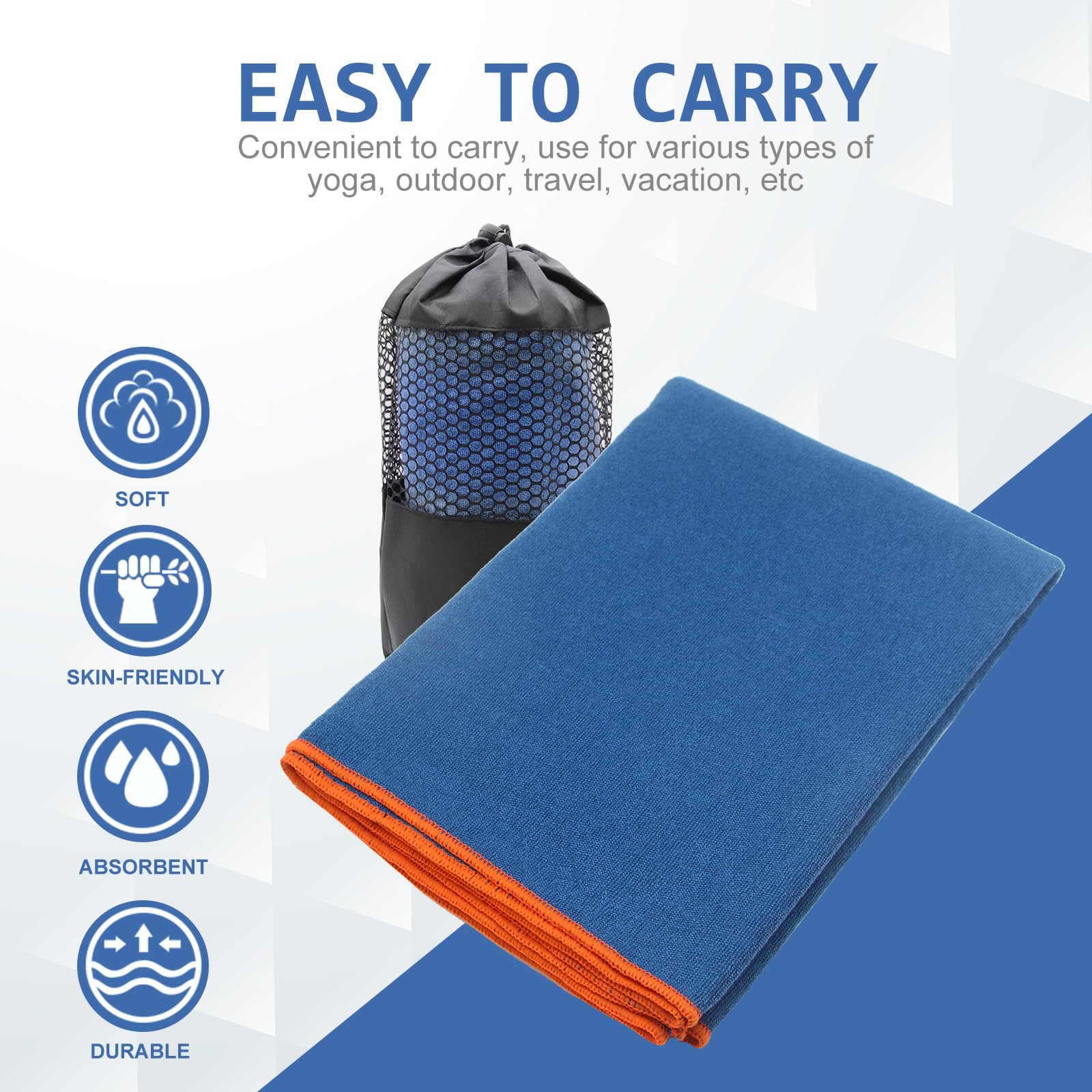 Eunzel 2-Pack Non-Slip Hot Yoga Towels with Grip Dots