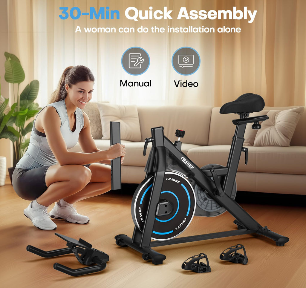 CHAOKE Magnetic Resistance Exercise Bike with App Connectivity