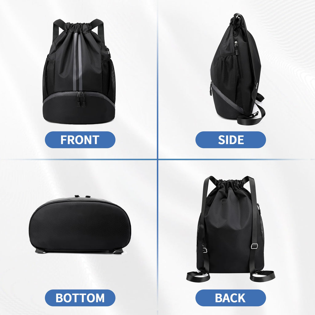 JELUTAR Drawstring Gym Backpack with Shoe Compartment