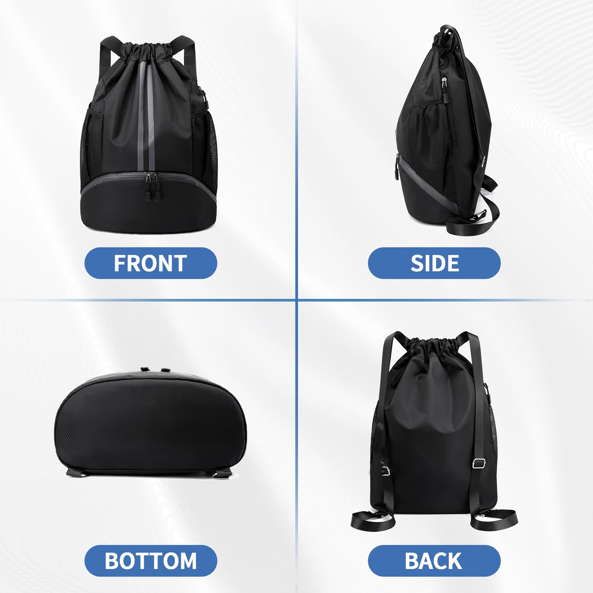 JELUTAR Drawstring Gym Backpack with Shoe Compartment