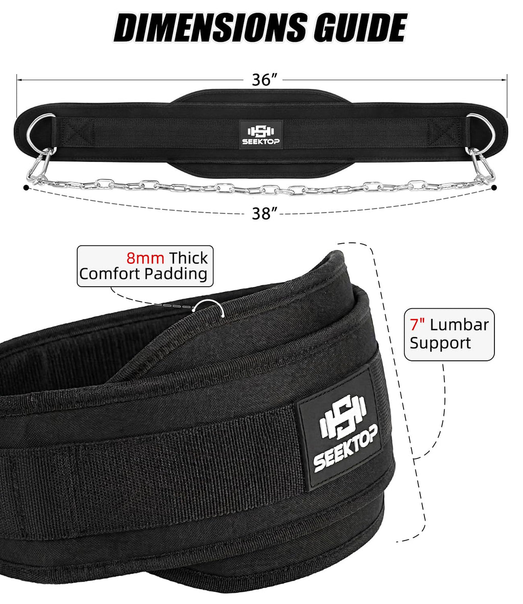 Seektop Neoprene Dip Belt with Chain for Weightlifting
