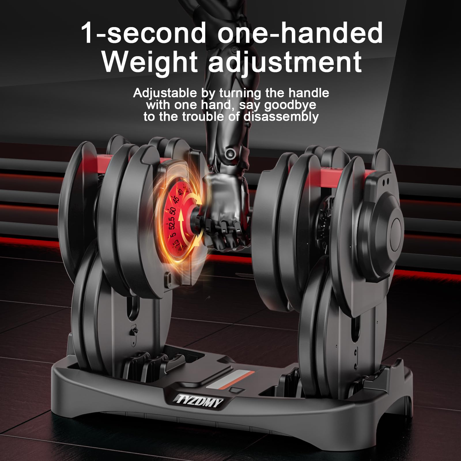TYZDMY 105 lb Adjustable Dumbbell Set, 15-in-1 Pair