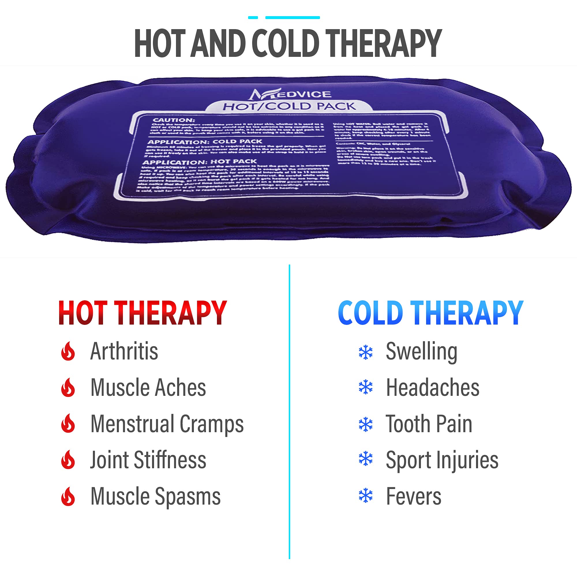 3-Piece Reusable Hot and Cold Gel Pack Set for Pain Relief
