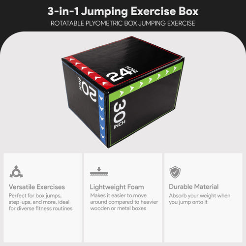 BalanceFrom 3-in-1 Foam Plyometric Jump Box, 20–30 Inch