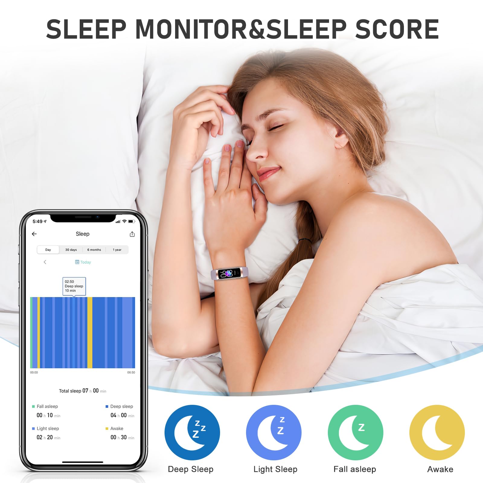AMOLED Fitness Tracker with Heart Rate and Sleep Monitor