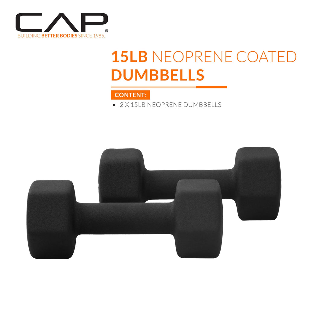 CAP Barbell 15 lb Neoprene Dumbbell Pair for Workouts