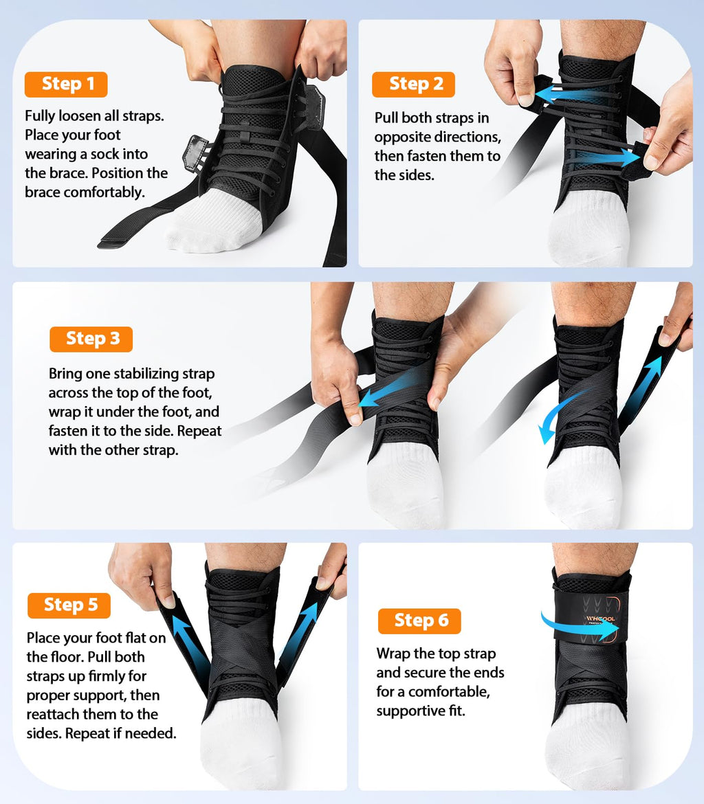 WHCOOL Quick-Lace Ankle Brace for Injury Recovery