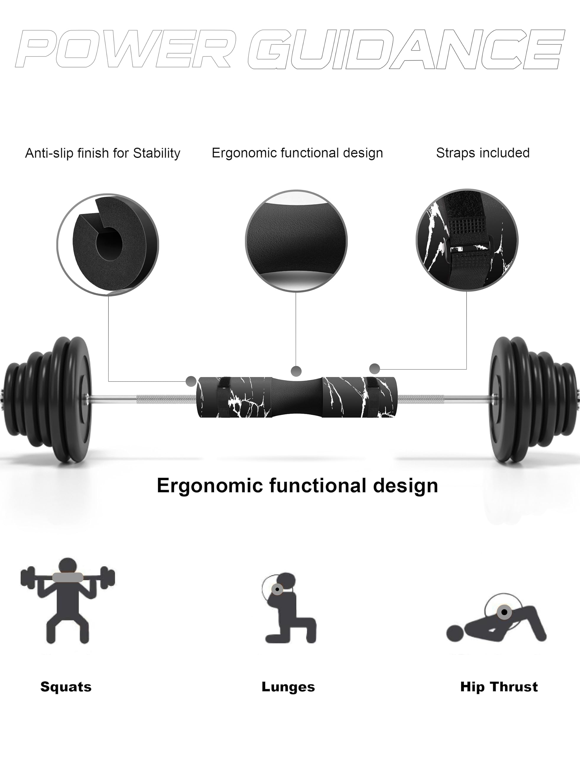 POWER GUIDANCE Barbell Squat Pad for Neck and Shoulder Support