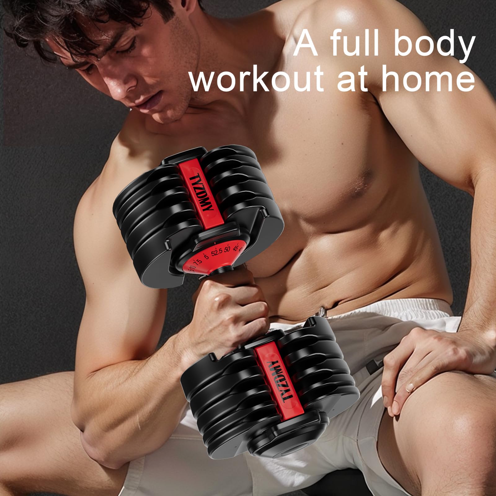 TYZDMY 105 lb Adjustable Dumbbell Set, 15-in-1 Pair