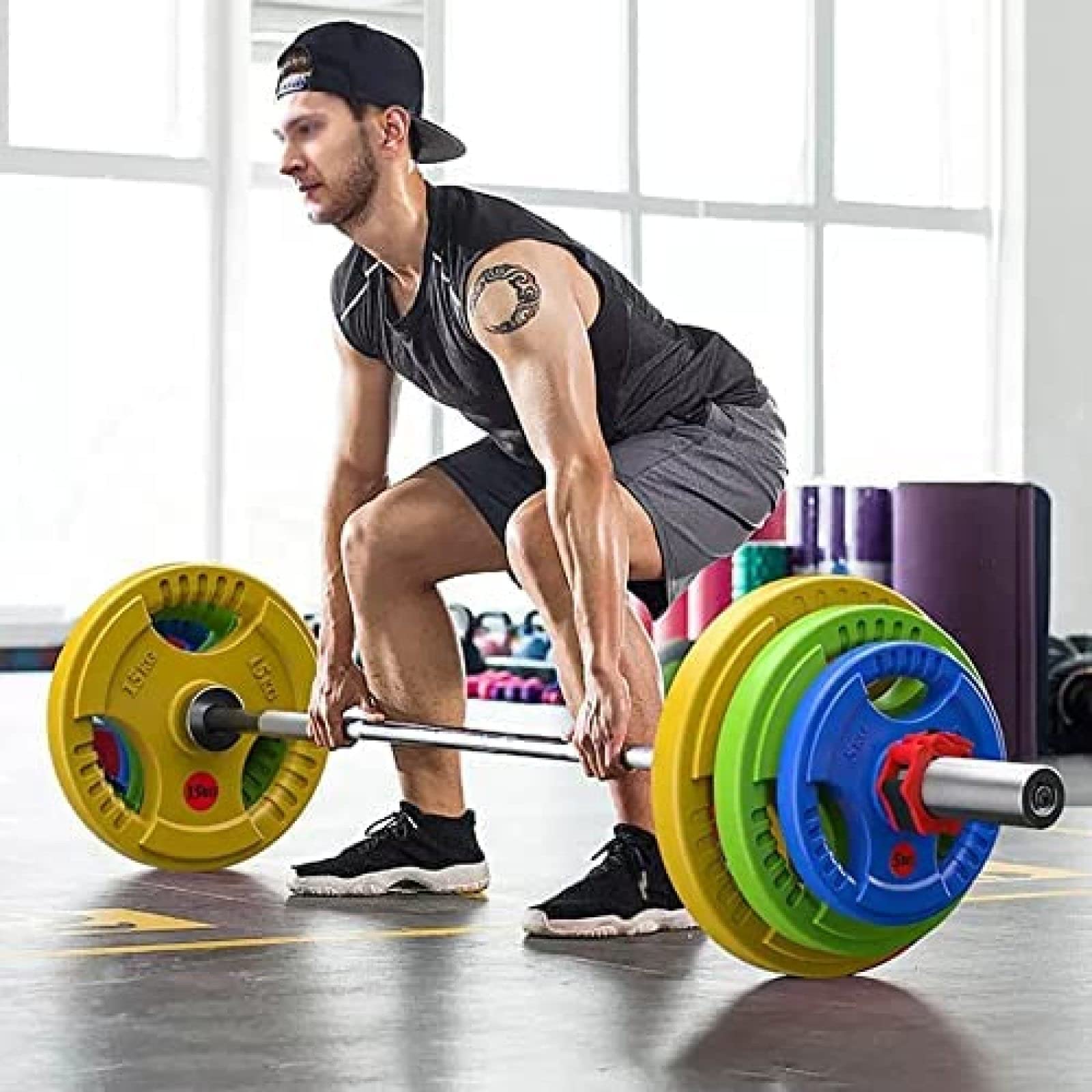 150 kg Olympic Barbell Set with 220 cm Bar and Rubber Plates