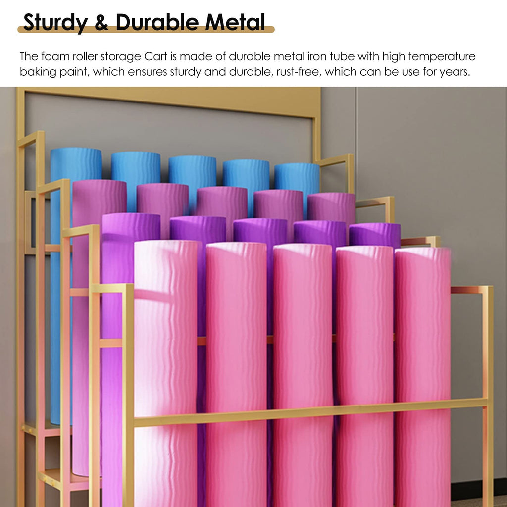3-Tier Rolling Yoga Mat and Fitness Equipment Rack