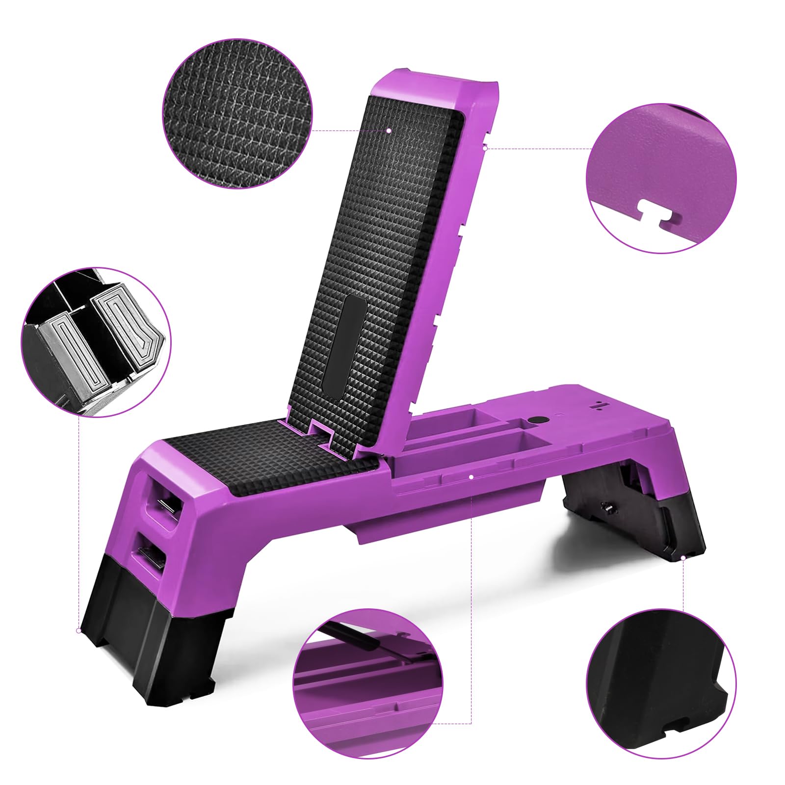 Modern-Depo Adjustable Aerobic Step Deck with Resistance Bands