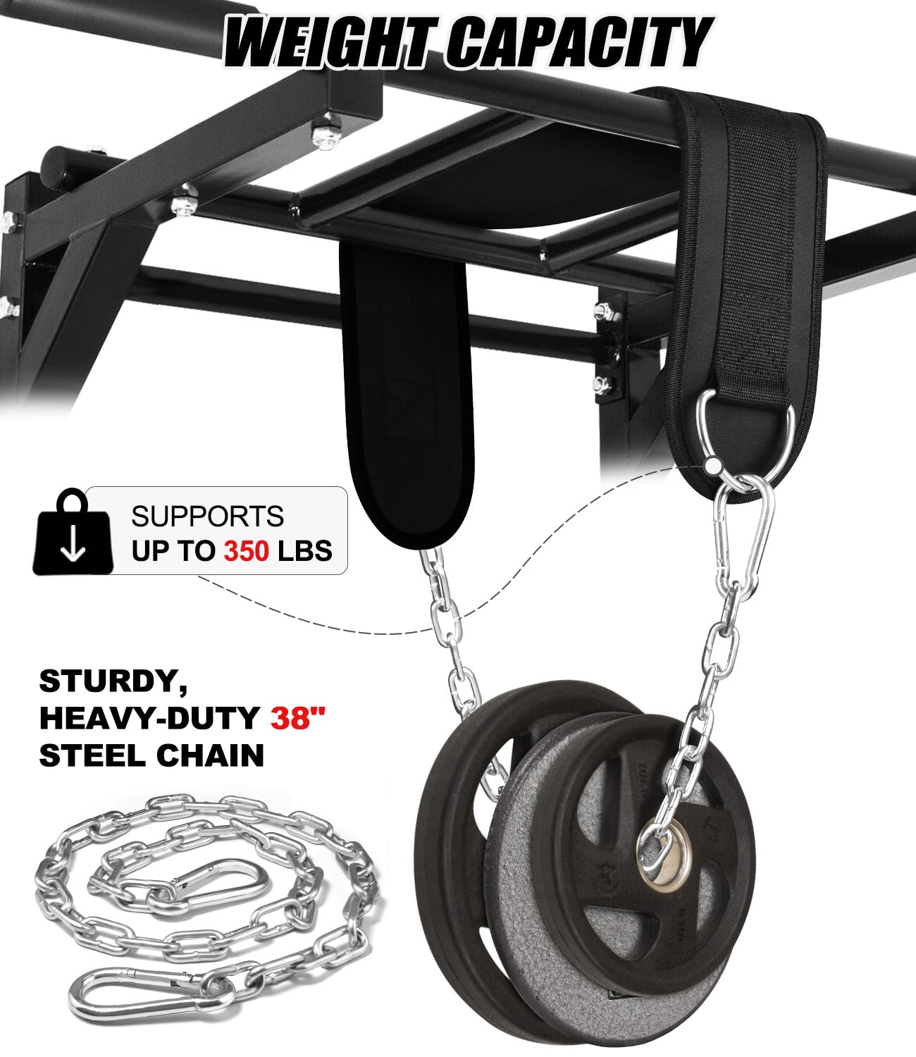 Seektop Neoprene Dip Belt with Chain for Weightlifting