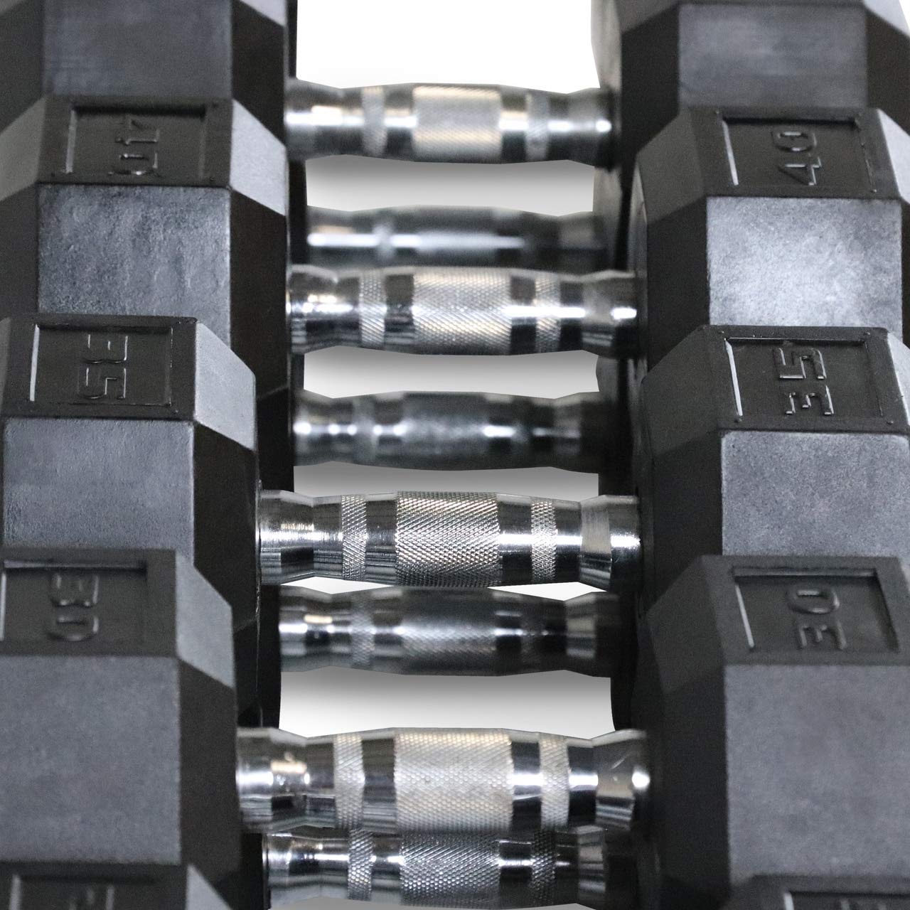 WF Athletic Supply Rubber Hex Dumbbell Set with Rack