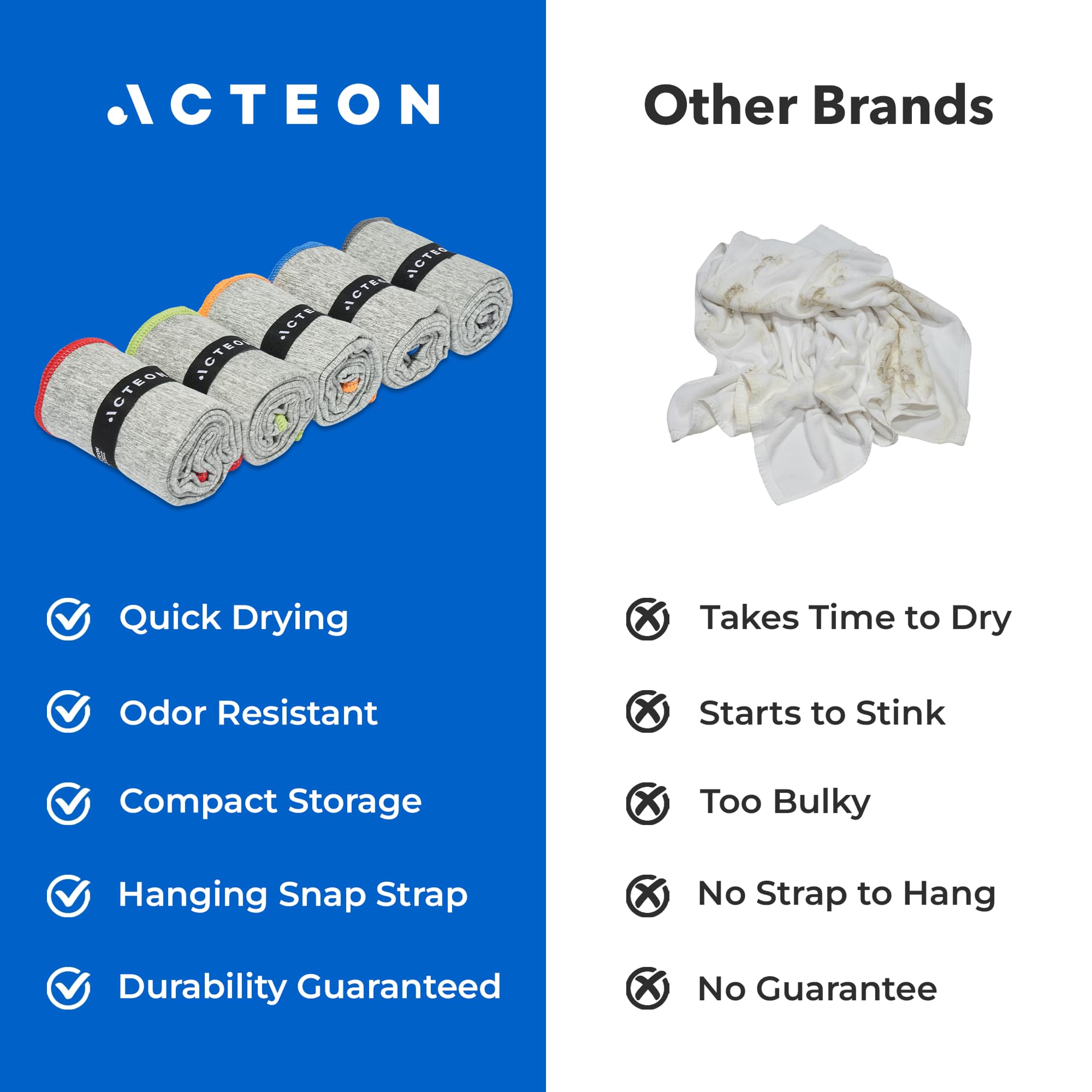 Acteon 5-Pack Quick-Dry Odor-Resistant Gym Towels