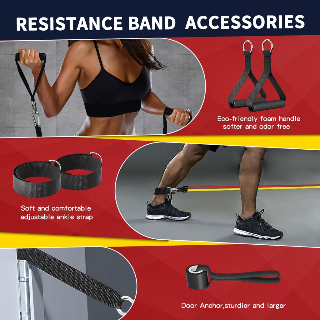 WHATAFIT Resistance Band Set with Handles and Door Anchor