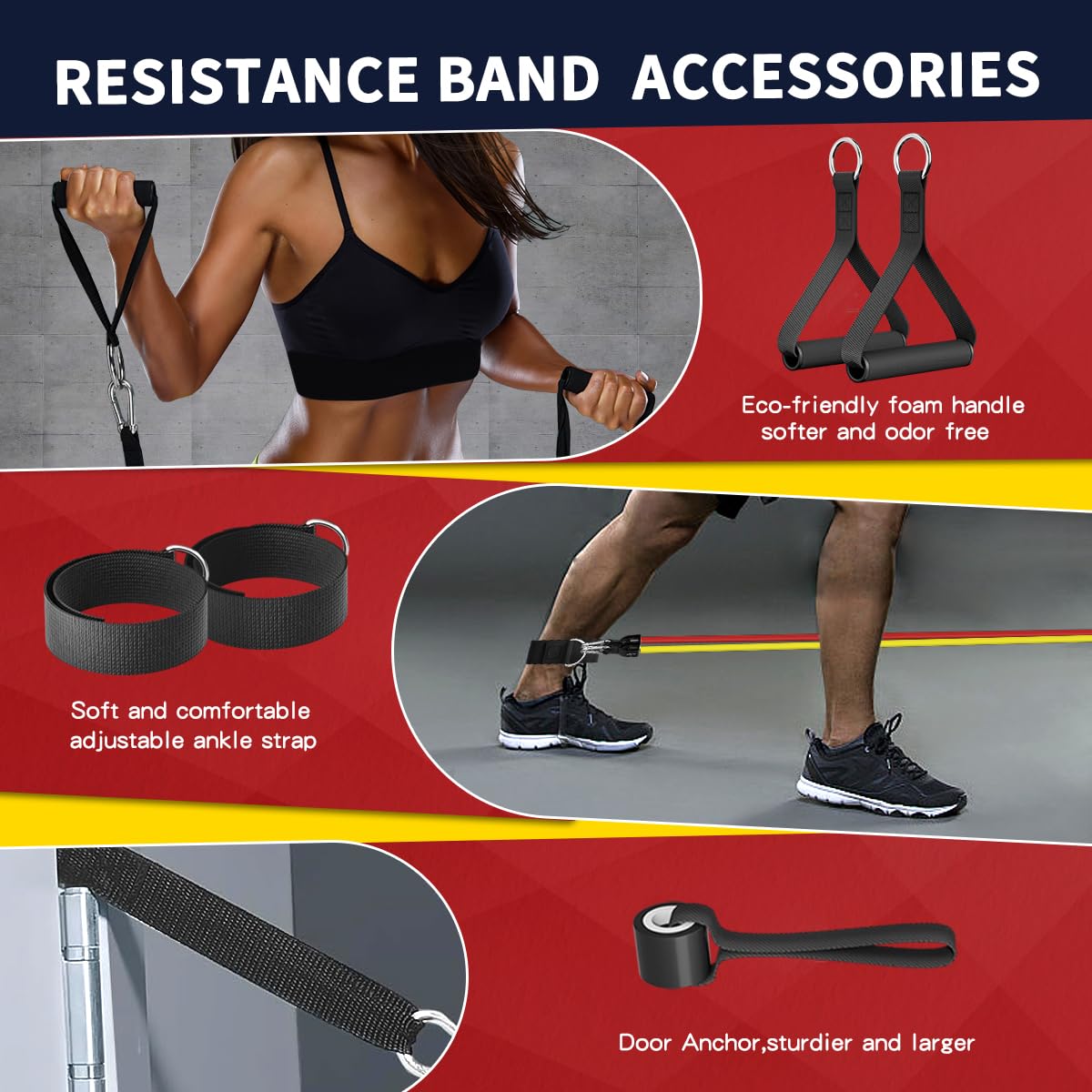 WHATAFIT Resistance Band Set with Handles and Door Anchor