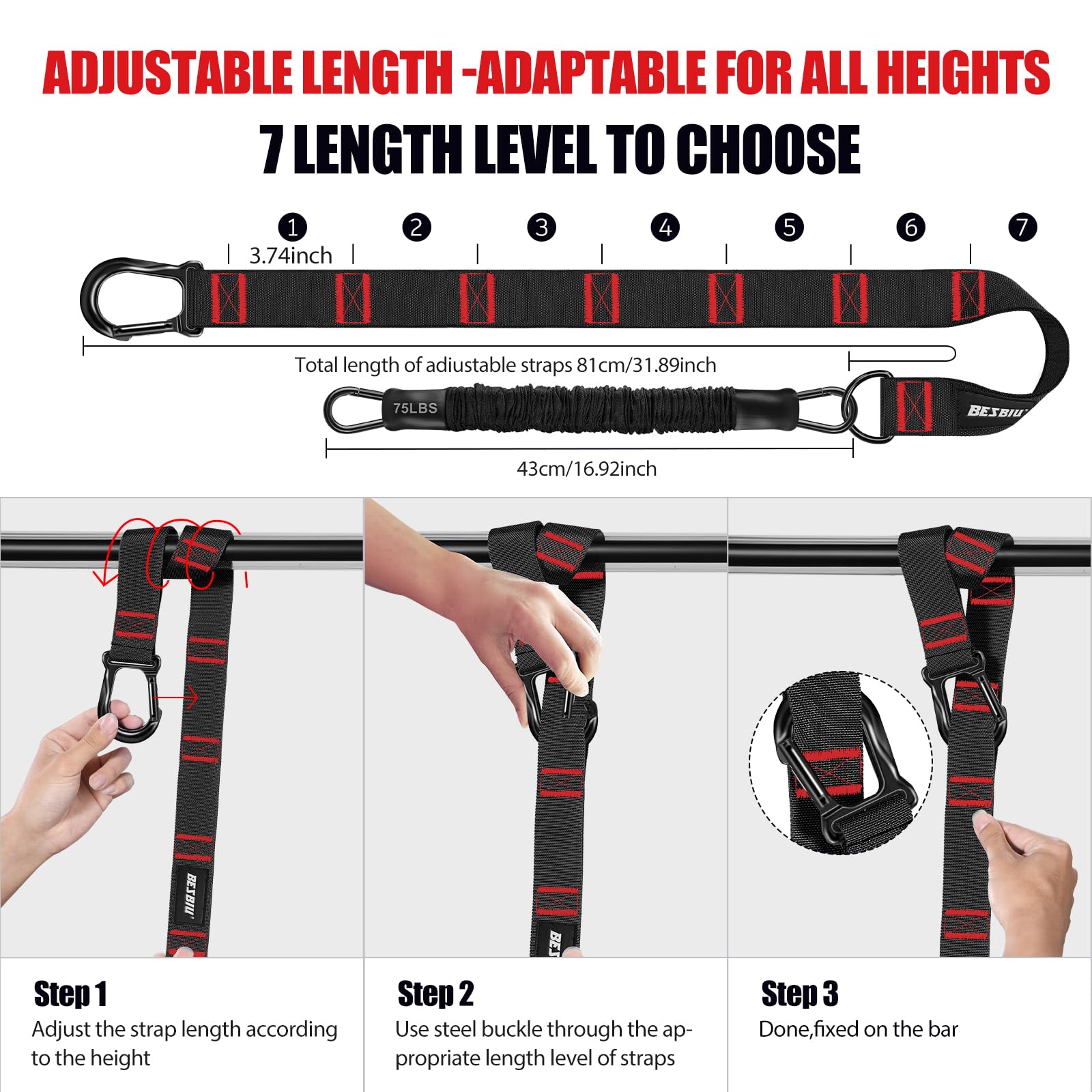 260 lb Heavy-Duty Pull-Up Assistance Band Set