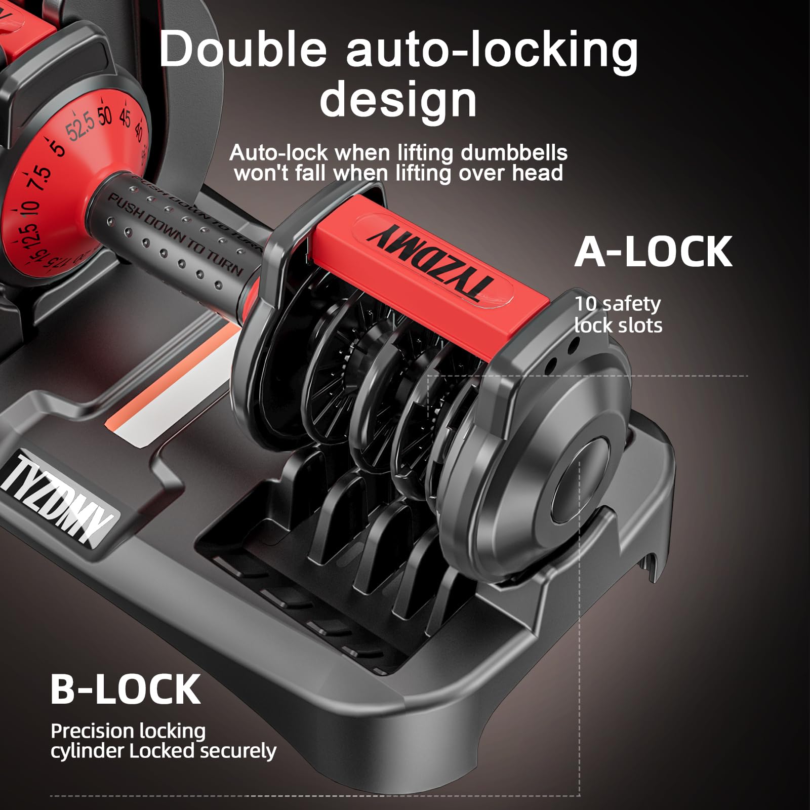 TYZDMY 105 lb Adjustable Dumbbell Set, 15-in-1 Pair