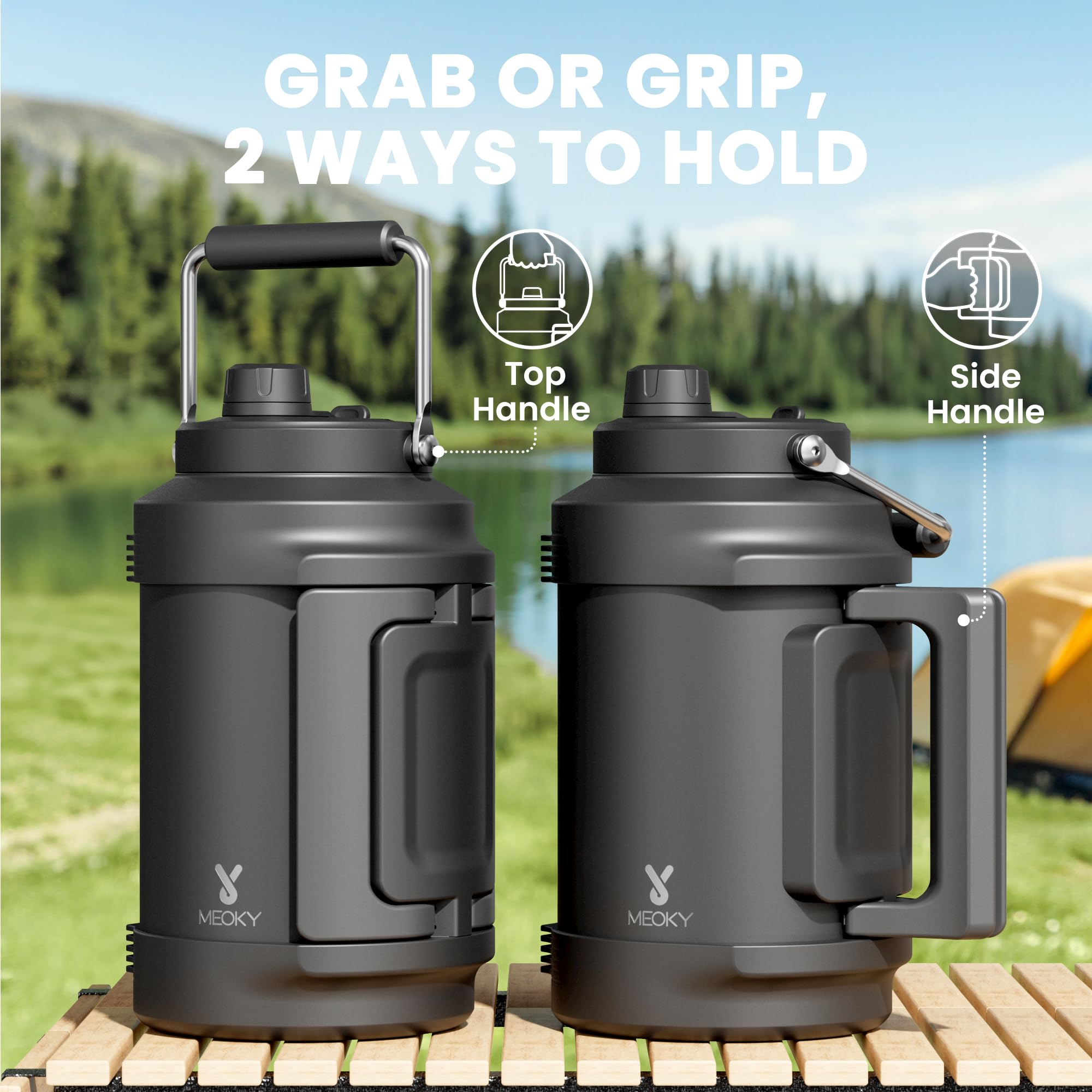Meoky 1-Gallon Insulated Stainless Steel Water Jug