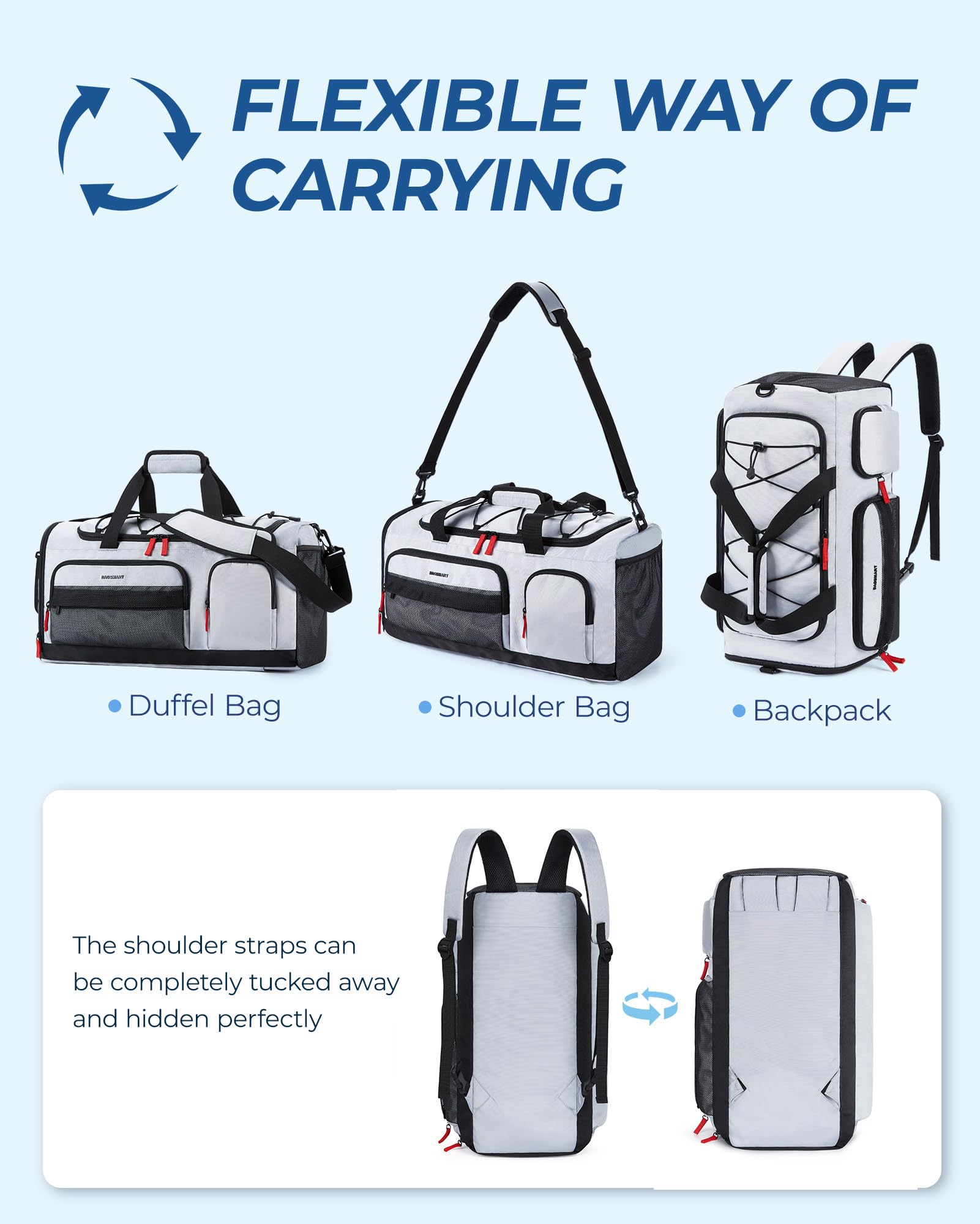 BAGSMART 35L Gym Duffel Backpack with Shoe Compartment