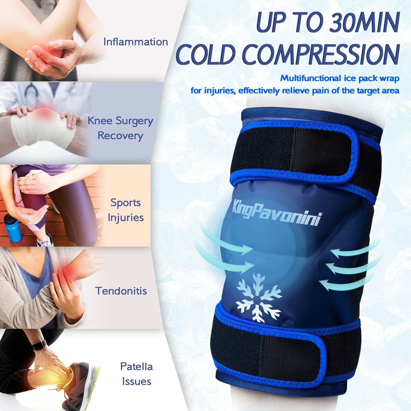 KingPavonini XXL Reusable Knee Ice Pack Wrap