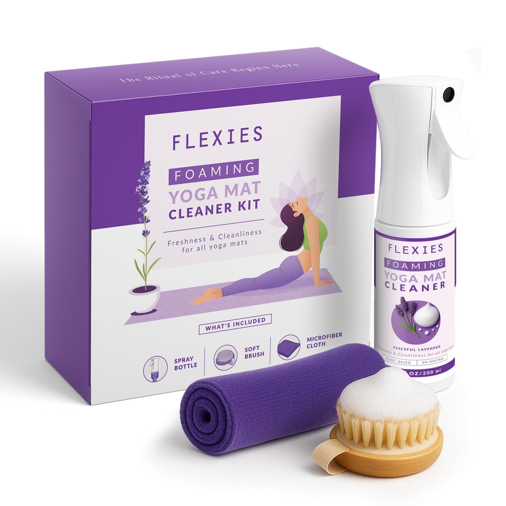 Flexies Plant-Based Foaming Yoga Mat Cleaning Kit