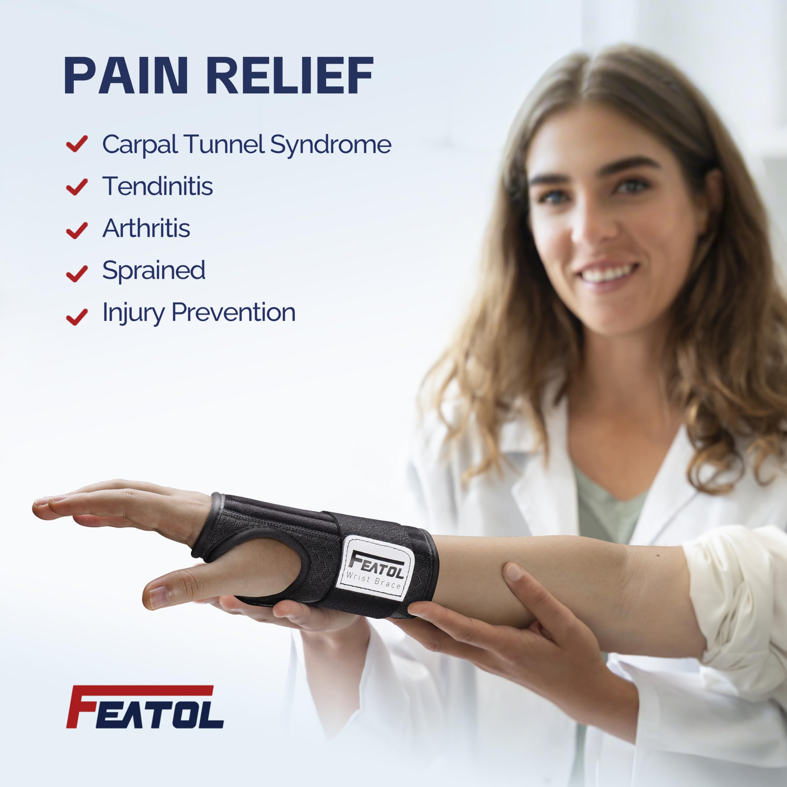 FEATOL 2-Pack Carpal Tunnel Wrist Braces with Splints