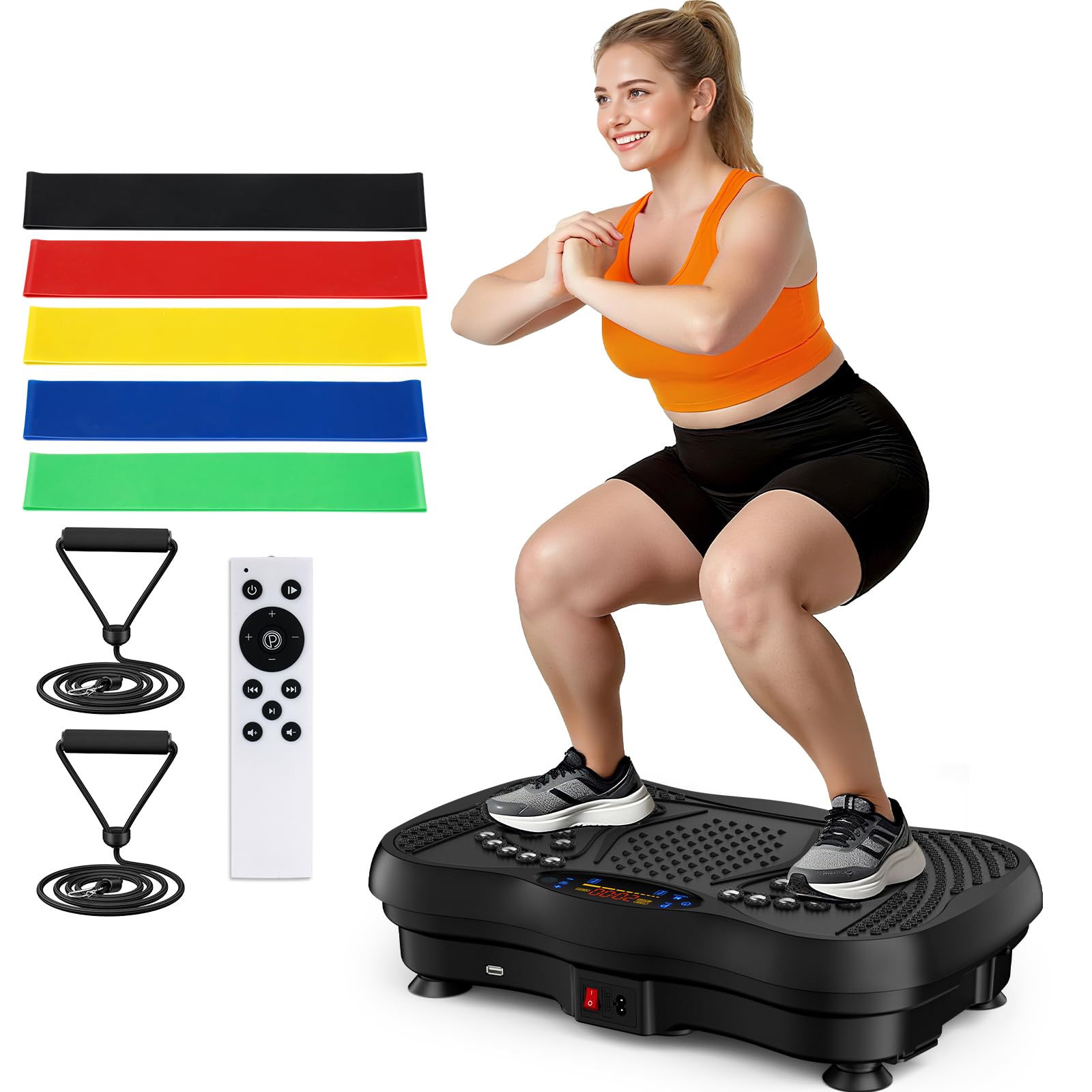 GLYLF 130-Level Vibration Plate with Resistance Bands