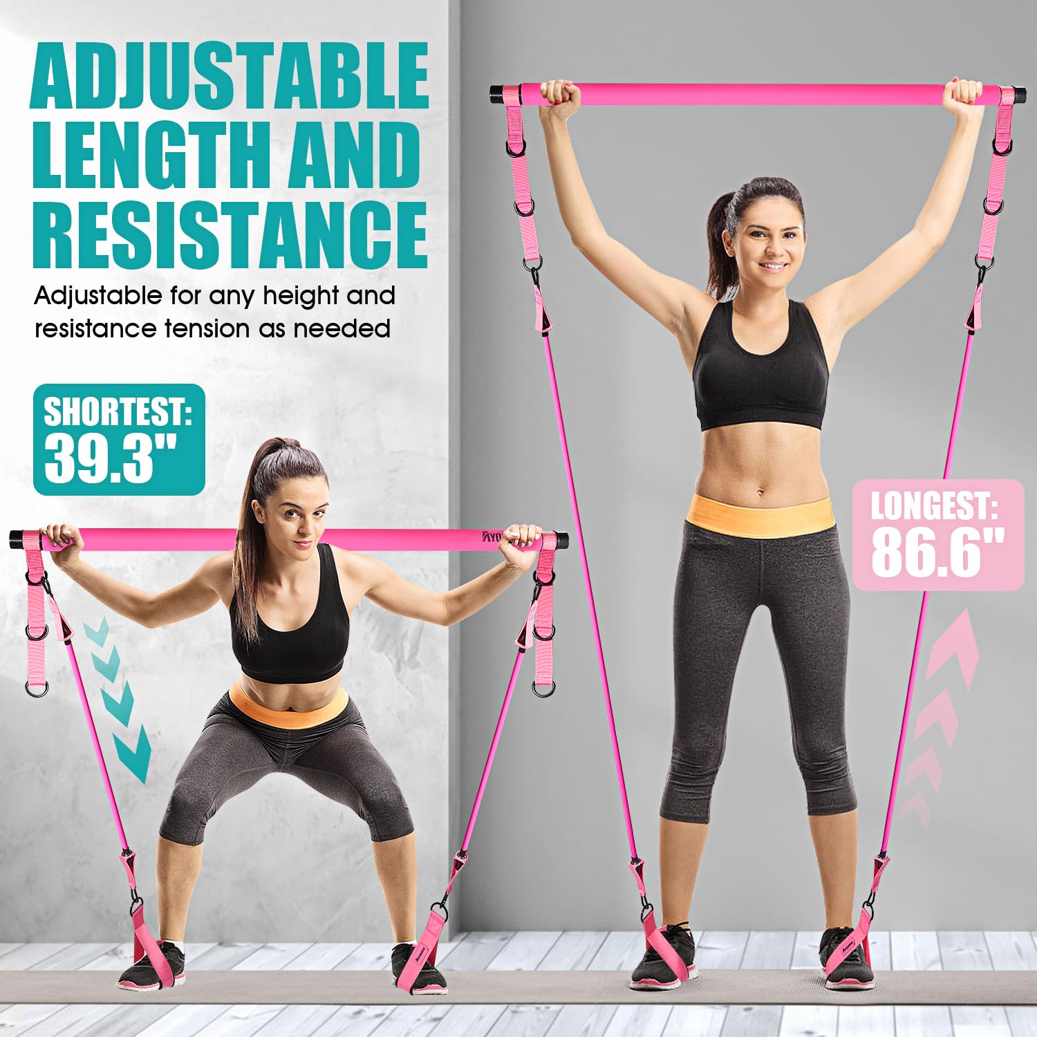 Ayombo Adjustable Pilates Bar Kit with Resistance Bands