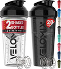 VELOMIX 2-Pack 28 oz Leak-Proof Protein Shaker Bottles